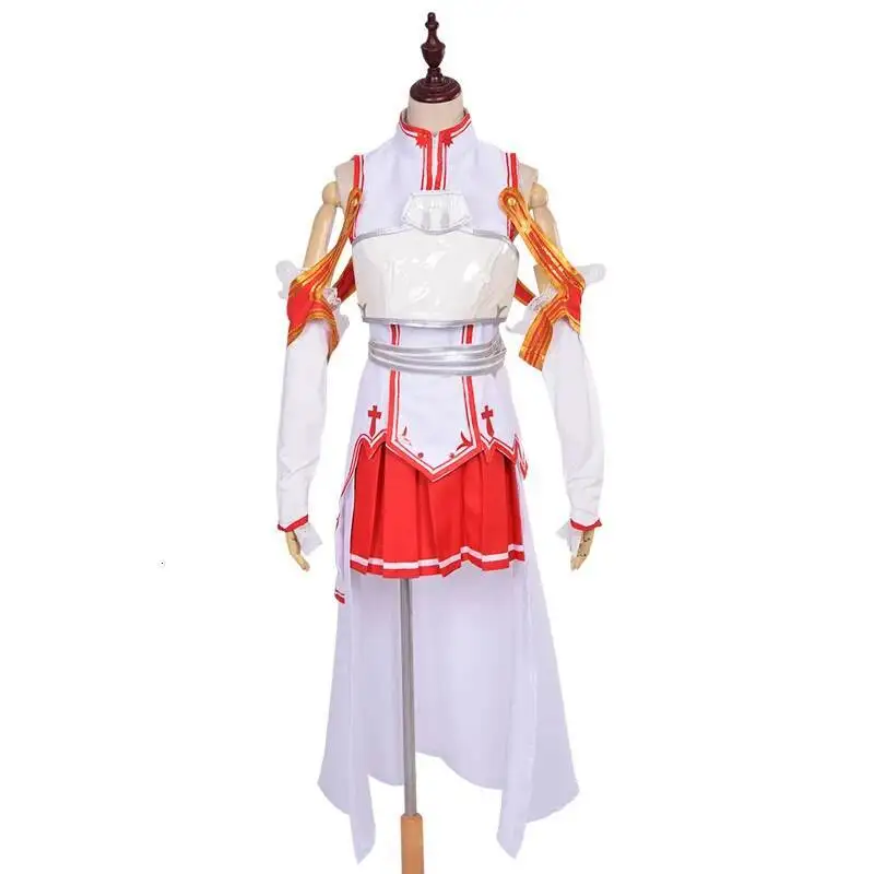 

Sword Art Online Yuuki Anime Asuna Dress Cosplay Costume for Women Uniform Halloween Party Cosplay Costume Armor Full Set wig