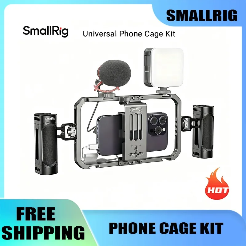 

Универсальная клетка для телефона SmallRig, комплект видеоустановки для смартфона с ручками, портативный чехол для видеоблогов для iPhone 16 Pro/Pro Max