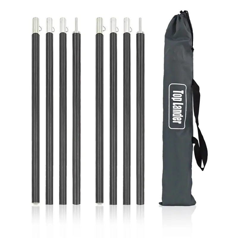 Pólos de lona ajustáveis 2m 1.9m liga de alumínio toldo tenda suporte haste leve acampamento ao ar livre dossel varas tenda rack quadro