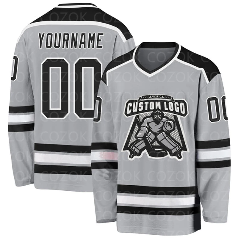 Camiseta de Hockey sobre hielo para hombre y mujer, Jersey de entrenamiento de competición con logotipo de nombre y número, impresión 3D