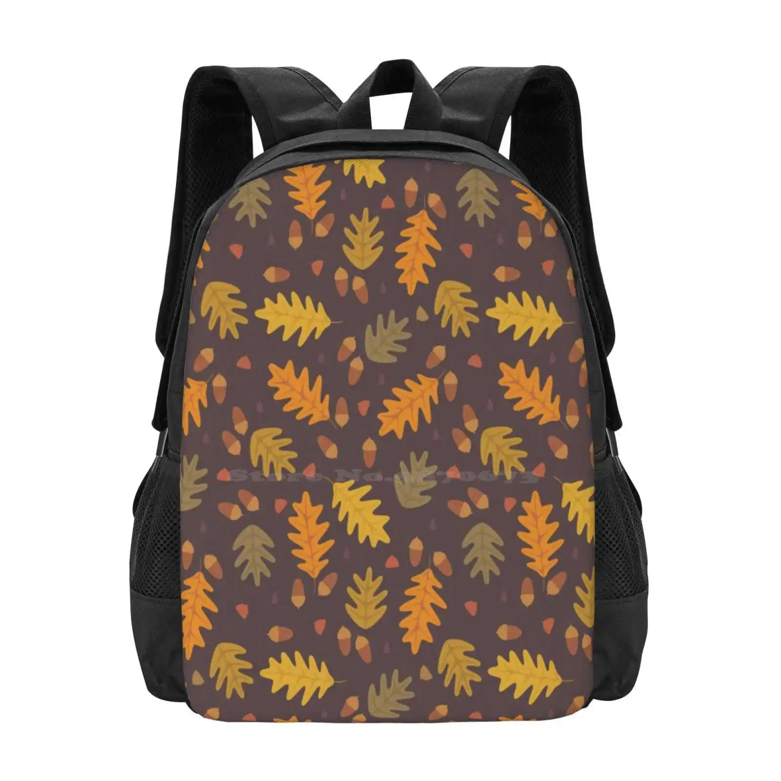 Oak Leaves Hot Sale Schoolbag Backpack Fashion Bags Oaktree Oaknut Leaves Leaf Nuts Acorn Pattern Park Nature Autumnvibes