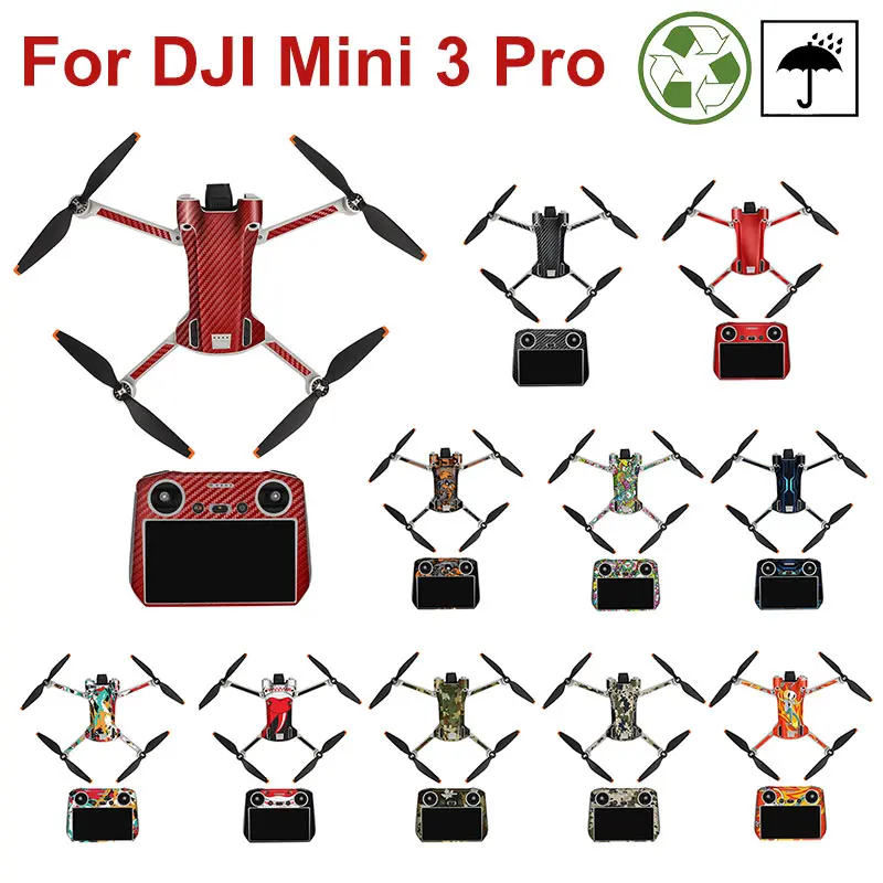 Waterproof Stickers for DJI Mini 3 Pro Protective Film PVC Sticker Scratch Resistant Full Cover Skin Film with Screen Protector