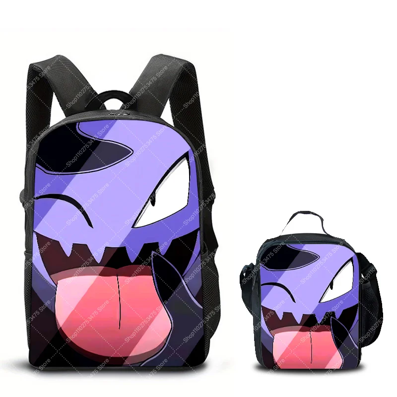 

2PCS Student Large Capacity Backpack Cute Crossbody Bag Charmander Cartoon Schoolbag Gengar Anime Lunch Bags Storage Pouch Gifts