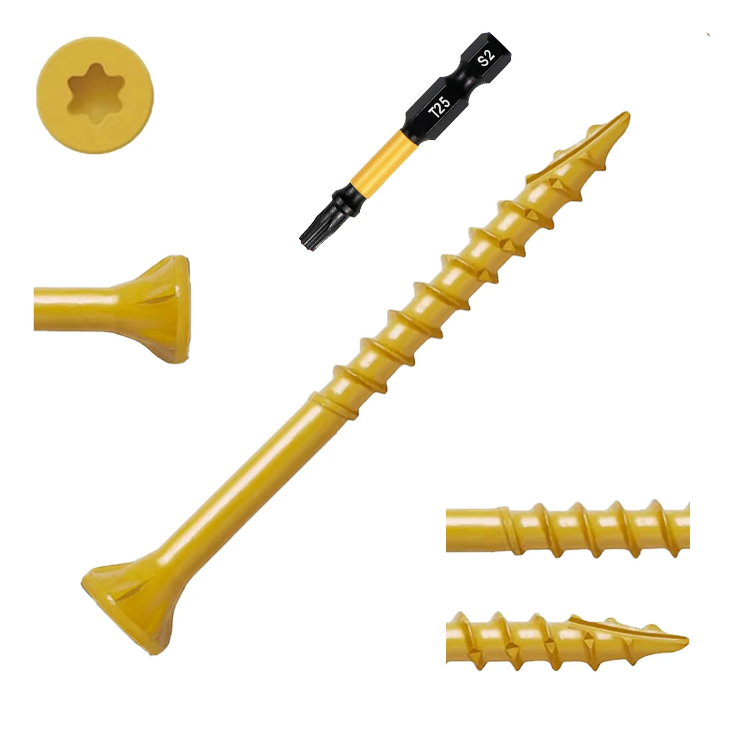 重量物 # 10x3.5インチ構造用ネジ - VKKMトルクスヘッド炭素鋼、20ポンド+を保持/梁/デッキポスト用ネジ、ANSIタイプII、T25付き