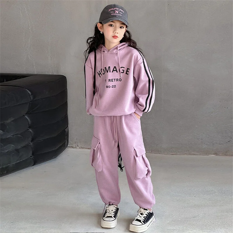 Felpe per ragazze + pantaloni tute per bambini 2 pz/set cotone 2024 Vintage primavera autunno tuta in cotone tute sportive abbigliamento per bambini