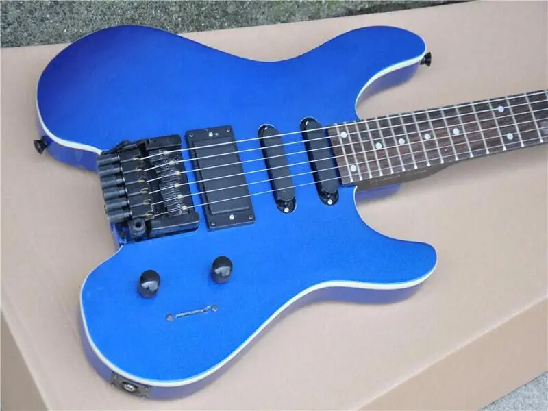 Headless Meatallic Blue Body Electric Guitar with Rosewood Fingerboard,Offer Customize