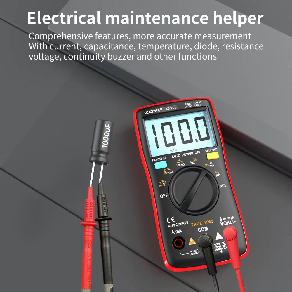 Imagem -03 - Zoyi-multímetro Digital Automático de Alta Precisão Aparelho Anti-queimadura Quatro Dígitos Zt111