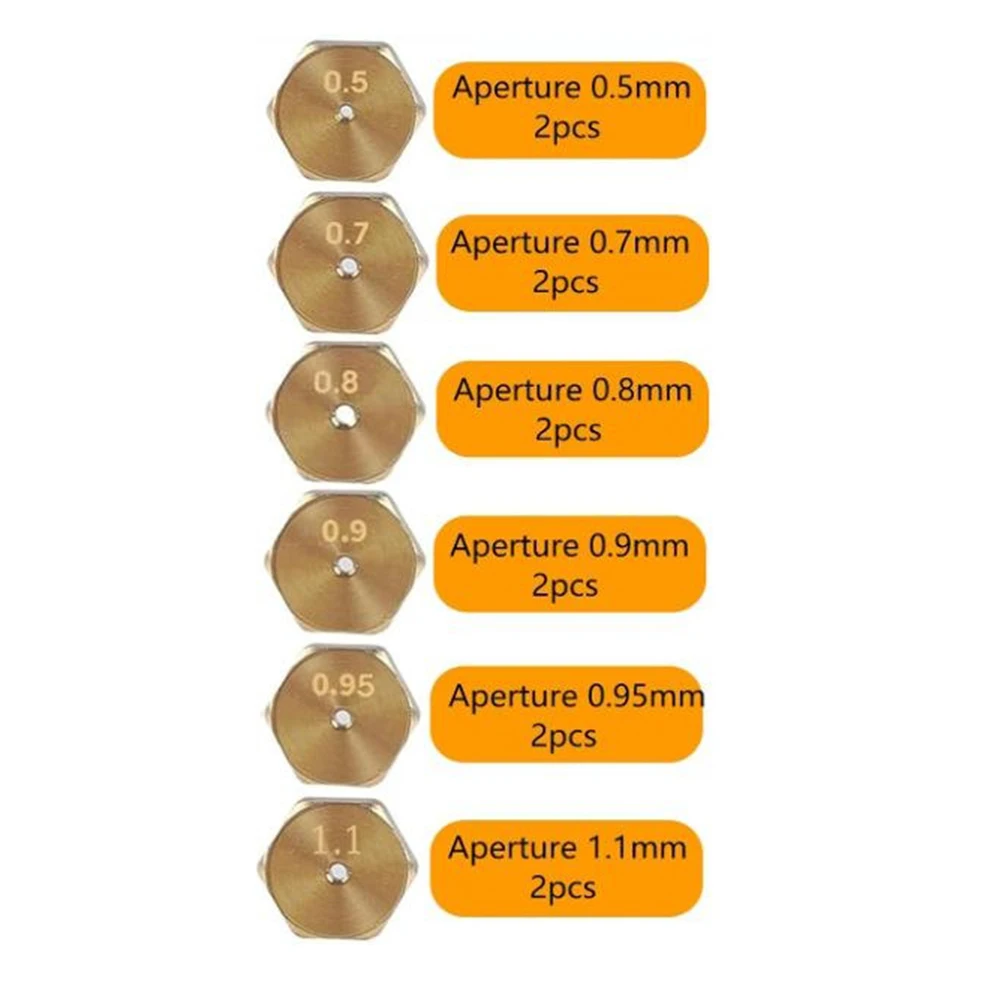 Brass Nozzle Set 12PCS for SABAF Gas Cooktops Compatible with for g25 Natural Gas M6x0.75 Thread 0.5 to 1.1mm Orifice Sizes