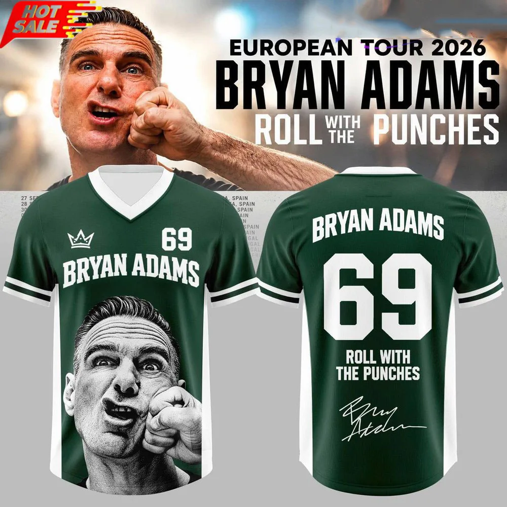 Bryan Adams Roll with The Punches Football Jersey V-neck Short Sleeve Summer T-shirt Women Men Clothing Full 3D Print Merch Tees
