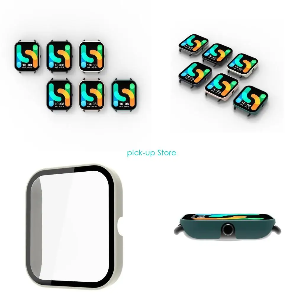 

Q5WA Tempered Glass Film + for Case Screen Protector Full Coverage Cover Hard PC Frame for Shell for Smart Watch Housing For