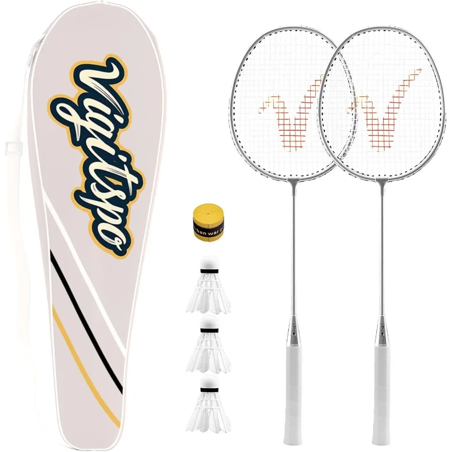 

ProfessionalGrade Badminton Racket Set with Shuttlecocks and Hand Glue Carry Bag Lightweight Design for Competitive Play NonSli
