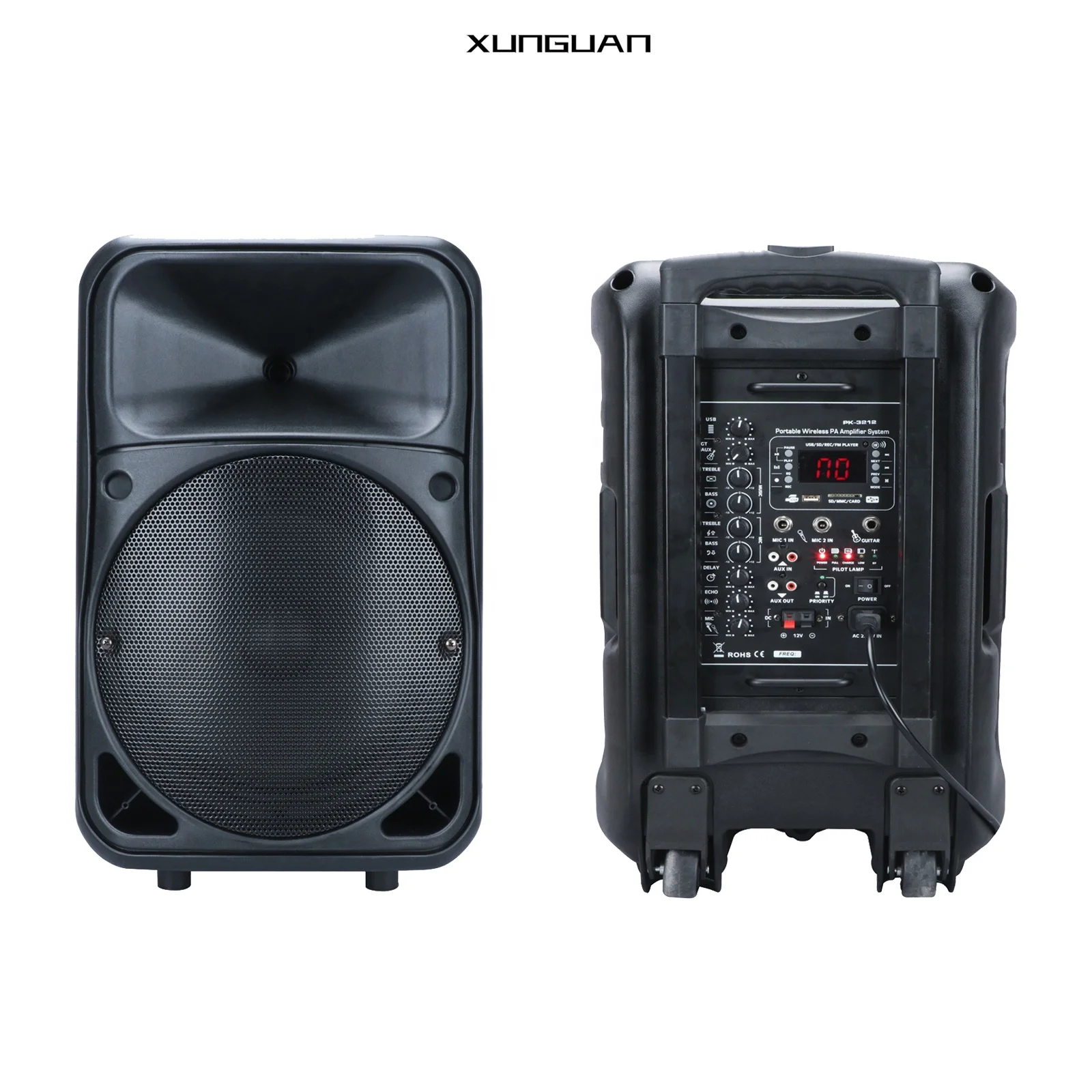 

Серия PK-3200, дешевая 10/12/15-дюймовая перезаряжаемая уличная пластиковая тележка, динамик для караоке, звуковая система DJ