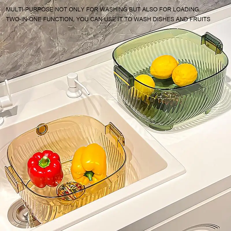 Fruit Washing Bowl Microporous Large Capacity Multi-Functional Drain Basket Microwave And Dishwasher Safe Kitchen Colander