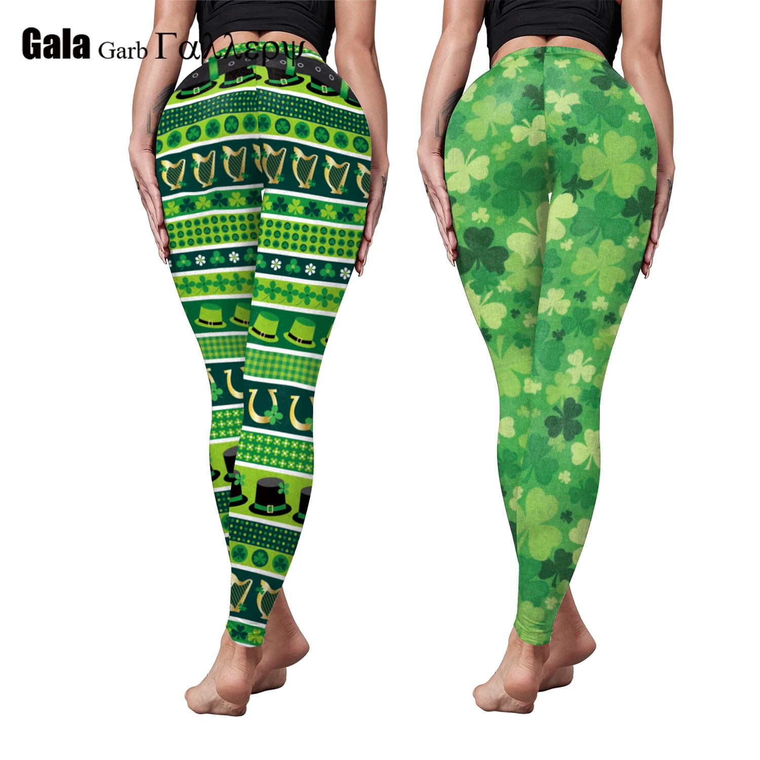 

2026 New Mid Female Pencil Pants Leggings Green Clover Print Leggings Elastic Saint Patrick's Day Party Sexy Leggings