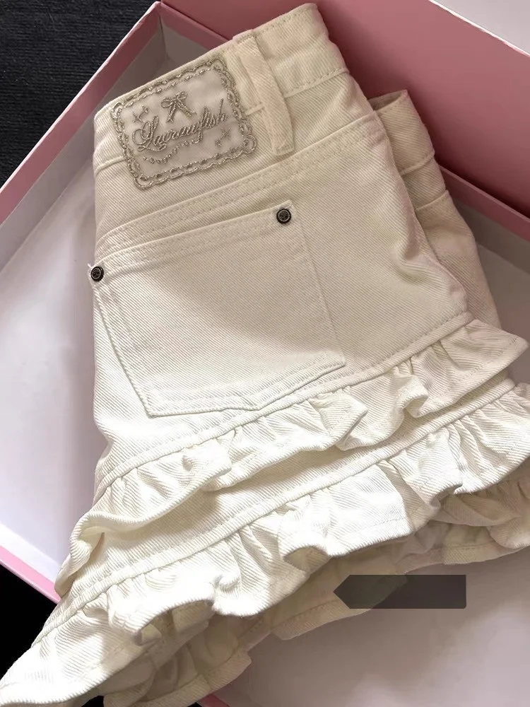 

Прямые джинсы с высокой талией, женские повседневные широкие шорты, летние джинсовые брюки с покрытием из дерева ain Design