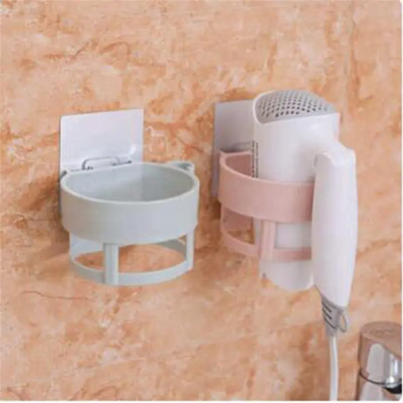 2024 New Abs Hair Dryer Holder Multifunctional Adhesive Hair Drier Organizer Seamless Bathroom Shelves Space Saver Storage Rack