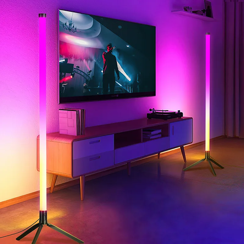 Imagem -02 - Criativo Rgb Controle Remoto Parede Canto Piso Lâmpada Moderna Simples Led Partido Atmosfera Iluminação Tripé Stand Lâmpada Rgb Luzes