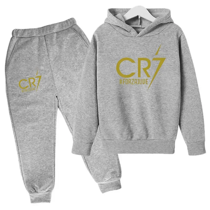 Ronaldo CR7 Football Idol Costumes pour enfants, sweat à capuche pour enfants, ensemble de pantalons imbibés, survêtement pour garçons et filles, vêtements de sport, 2 pièces