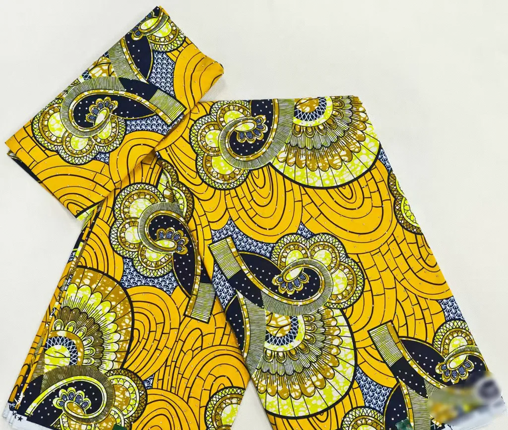 100 قطن فائق النعومة قماش شمع حقيقي أفريقي بالحجارة غانا نيجيريا نمط جودة عالية تألق أنقرة الشمع الباتيك النسيج 6 ياردة #2