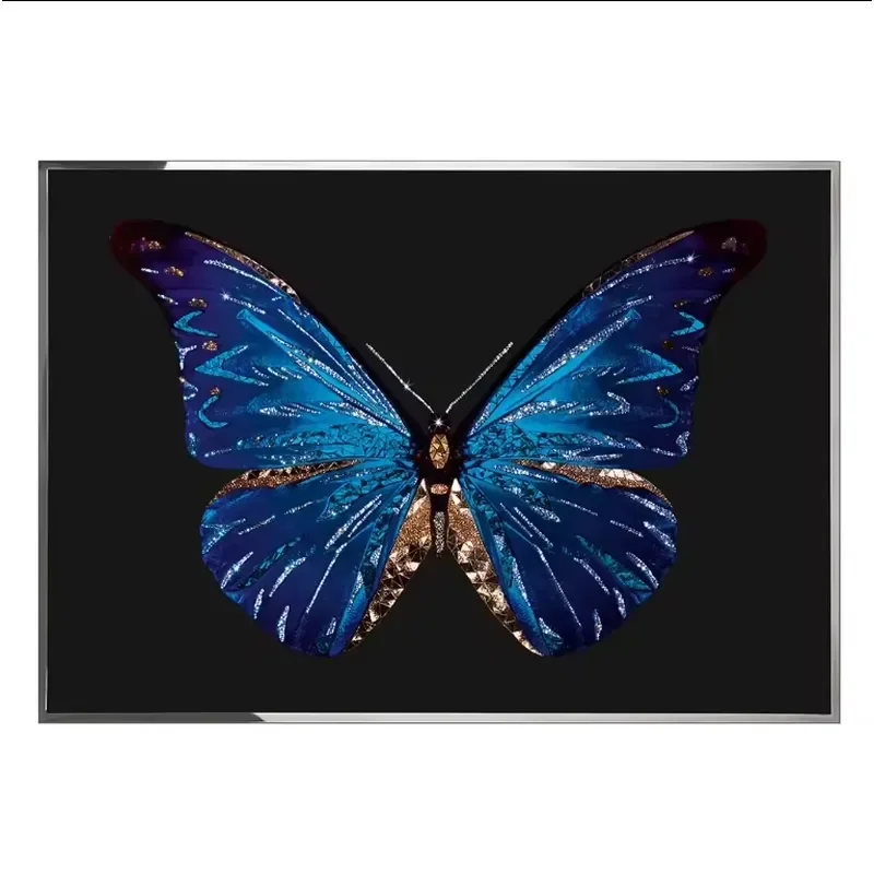 Design Crystal Porcelain Decorative Paintings 3d Art Decor Wall Blue Butterfly Glass Diamond Paintings