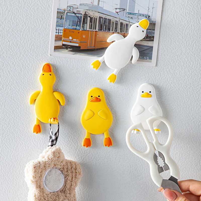 Cartoon Goose Animal Fridge Hook for Keys Wall Crochet Holder Removable Kitchen Hooks Hanging Hanger Wall No punching Home Decor