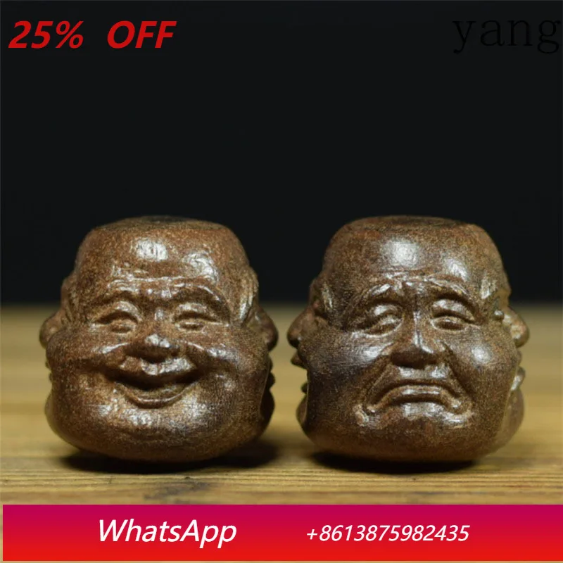 

CX happy and sad four-sided Buddha hand piece wood carving cultural and play crafts