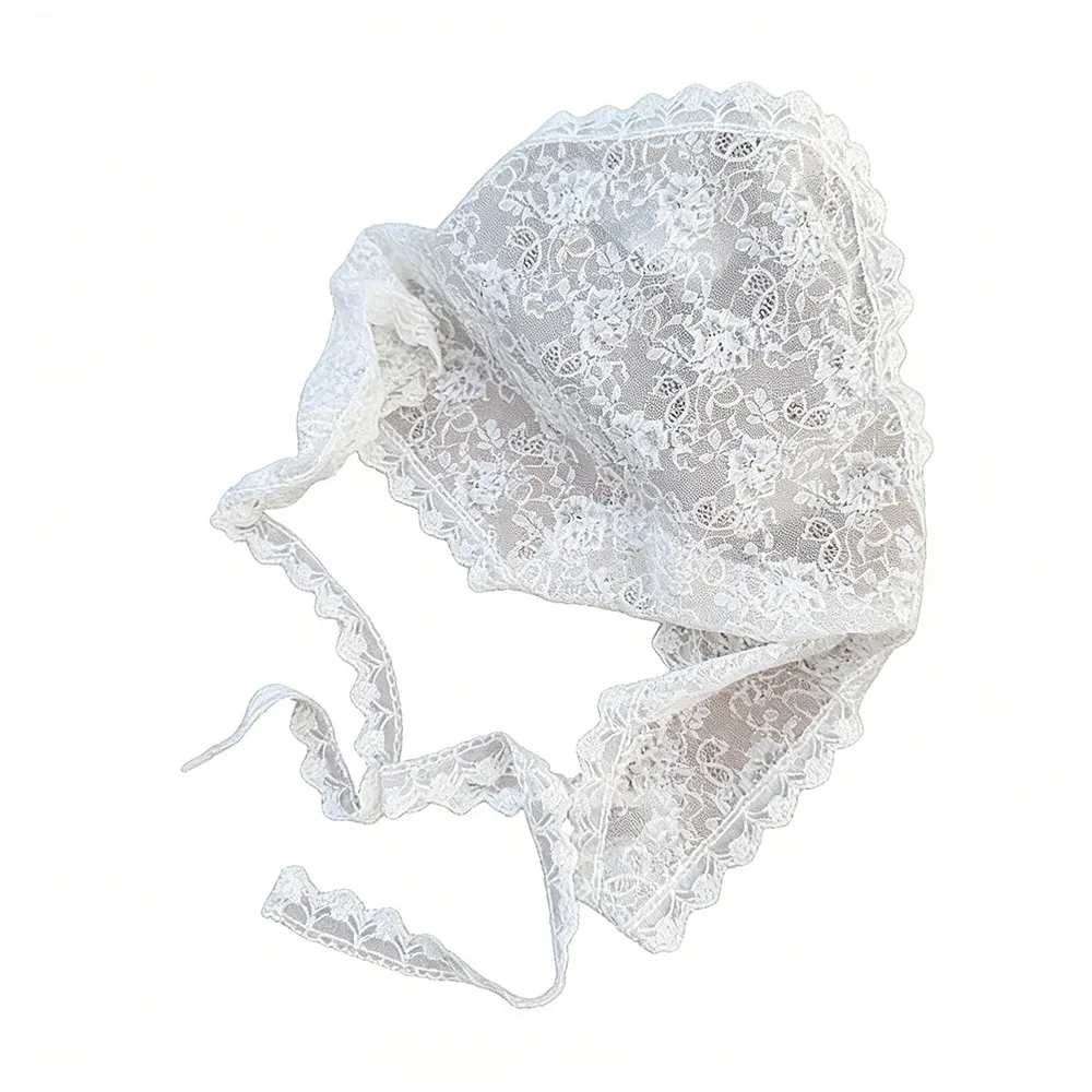 

Casual Vintage Lace Flower Hair Scarf Shawl Thin Cute Sweet Headscarf Bohemian Chic Style Triangle Head Scarf Photography