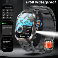 STEYAFRO 2.01-inch HD Screen Smart Watch With Flashlight Outdoor Sports Men Watch IP68 Waterproof Health Monitor Call Smartwatch