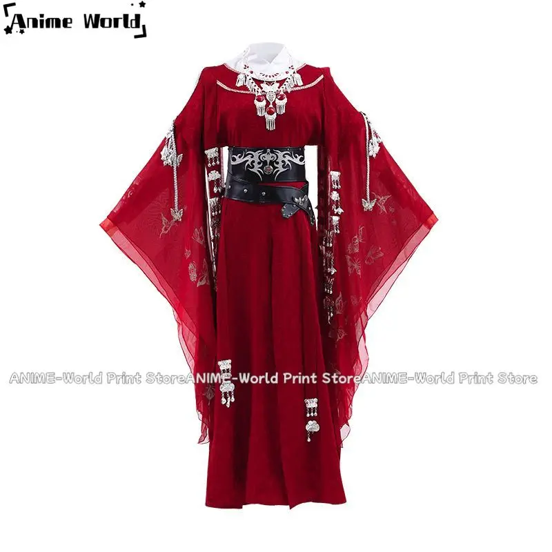 Anime Tian Guan Ci Fu Cosplay Hua Cheng Costume Heaven Official's Bless HuaCheng Red Costume Ghost King's Music Full Set Cosplay