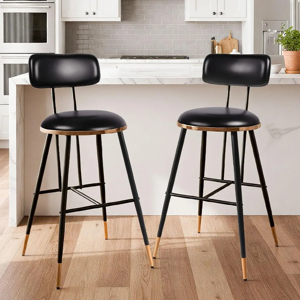 

Bar stool set, 2 26 inch counter height bar stools with backrests, equipped with bar chairs for kitchen and family coffee bars