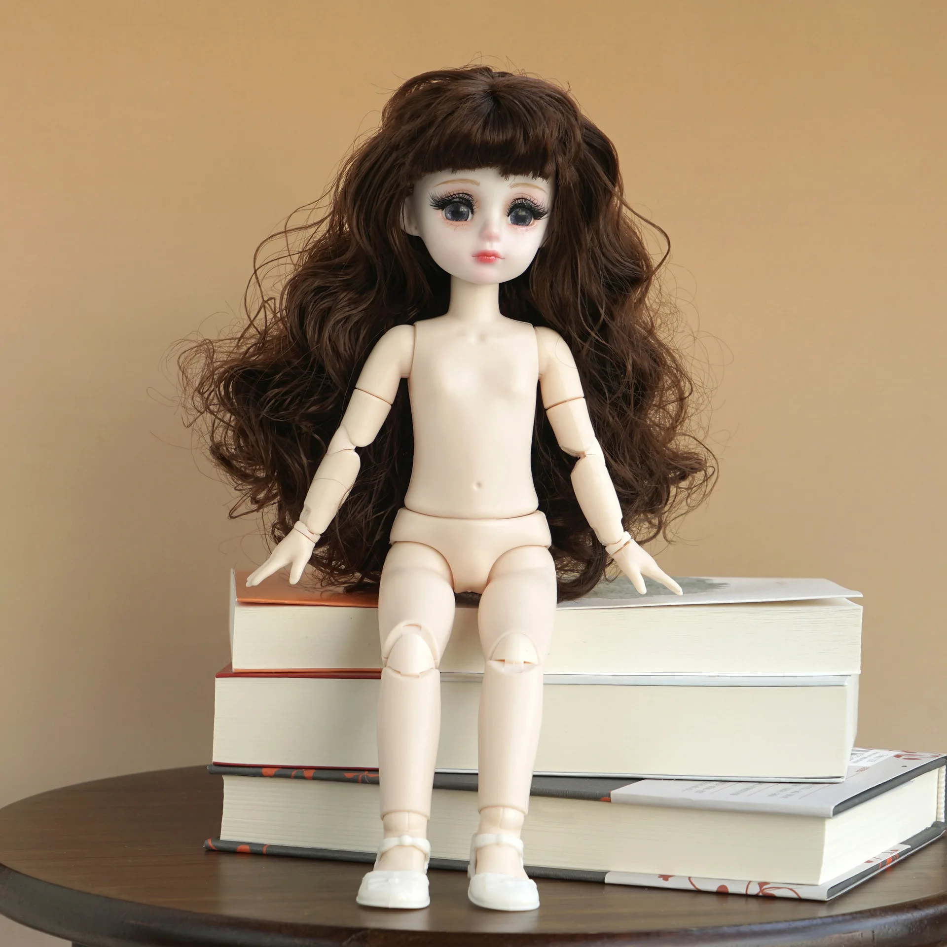 New 30cm Makeup Action Figure Doll Fashion European Supermodel Curly Hair 1/6 Dress Up Doll Toy Joint Movable Body+Head Girl Toy