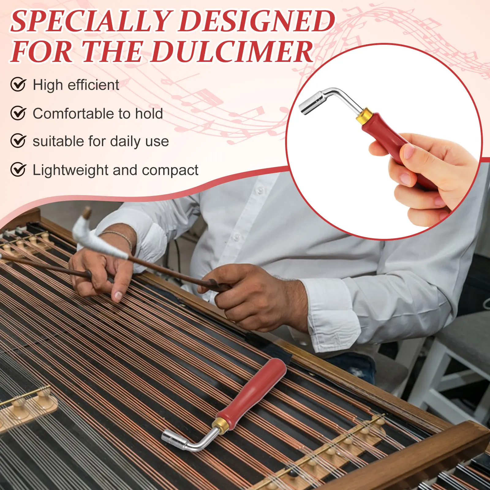 Lightweight Dulcimer Tone Tuning Wrench High-Quality Hardened Steel Construction Easy-Operation Design for Fast Reliable