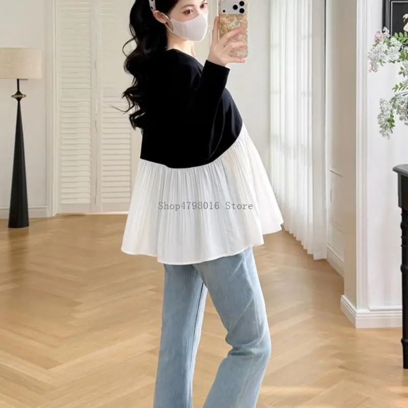  Stylish Patchwork Maternity Top Using Soft Cotton Tops For Pleasant Season Wear
