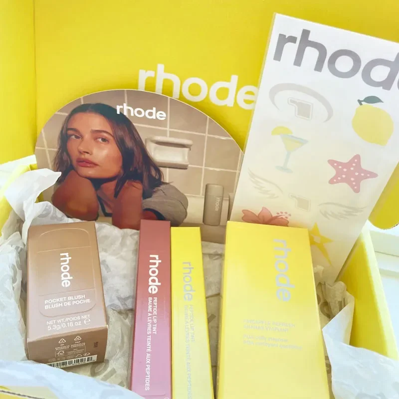 RHODE Cosmetics Peptide lip treatment New Lemontini Lip Glosses Skincare Products Face Cream Storage Bags Make Up Mirror Sticker