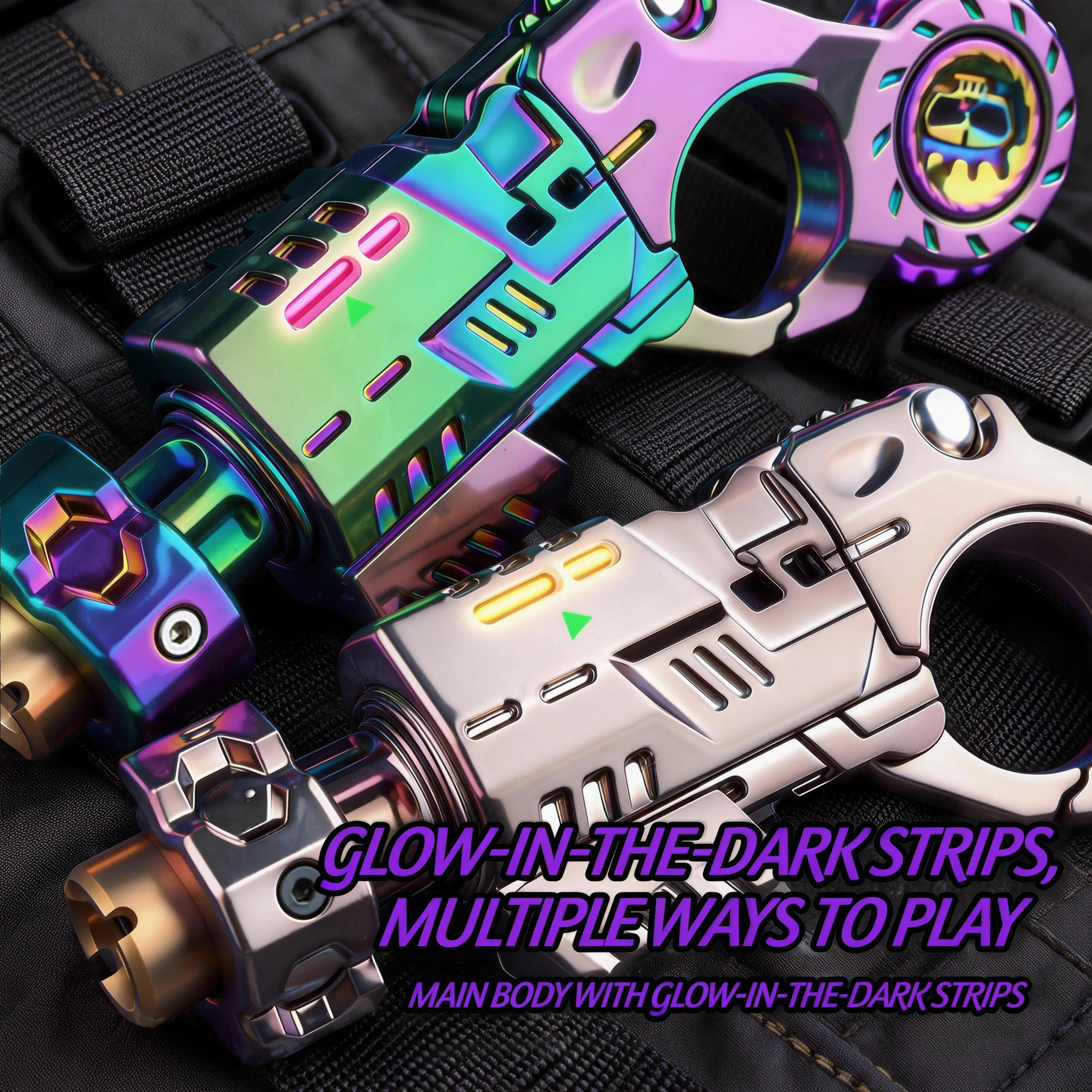 Pistolet jouet en métal. Un pistolet jouet lancable. Texture métallique. Matériau EDC. Cadeau.