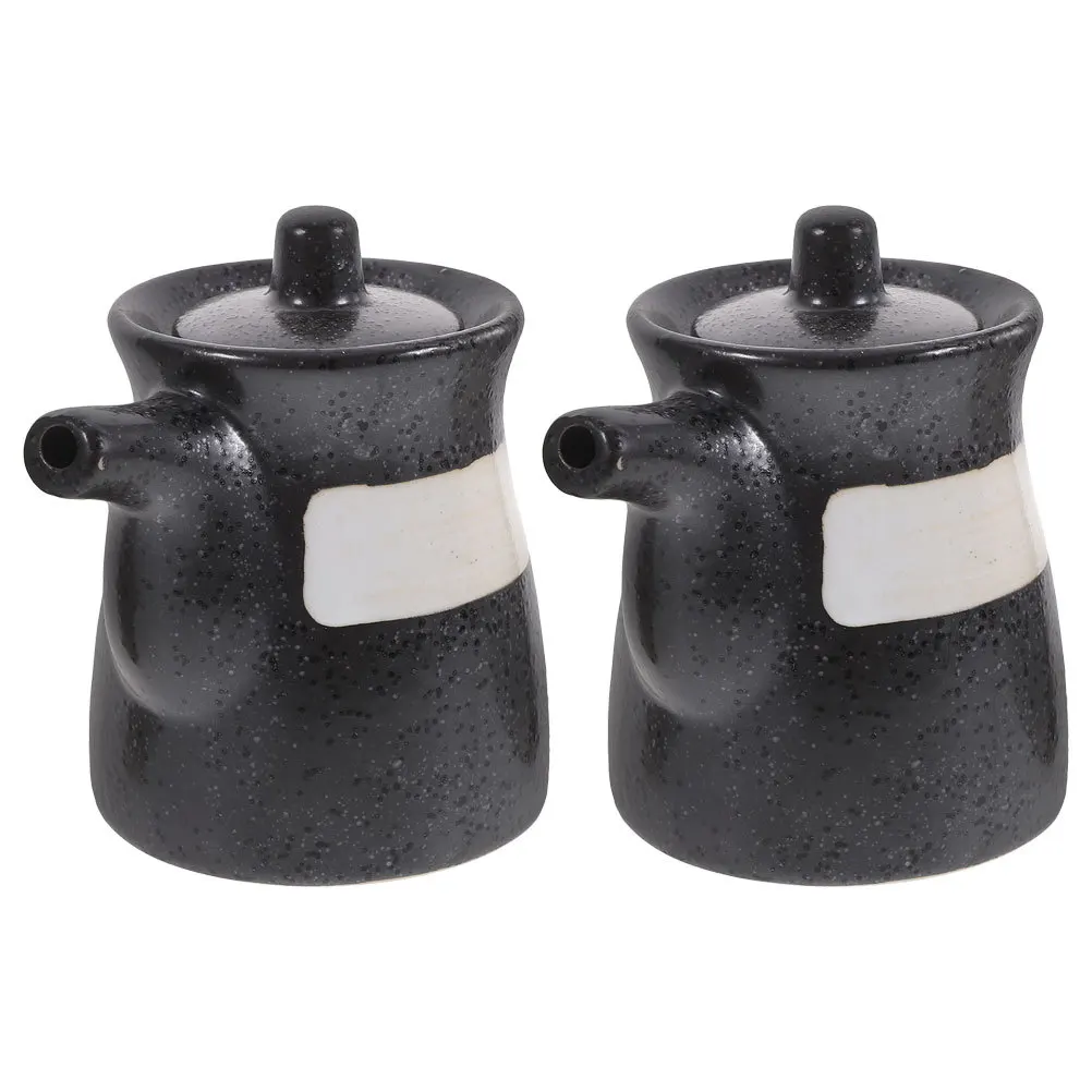 

2Pcs Ceramic Soy Sauce Bottle Vinegar Jar Practical Kitchen Dispenser for Oil Sauce Cooking Convenience Japanese Vinegar Bottle