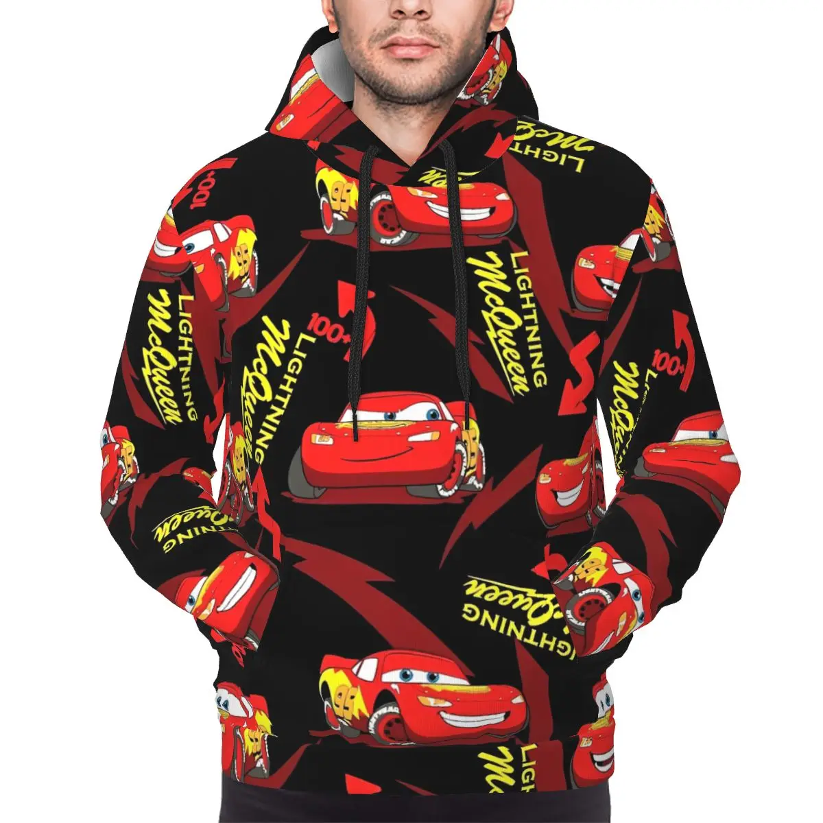 Lightning Mcqueen Car Hoodie For Men Women Pullover Long Sleeve Sweatshirts Drawstring Hooded Shirt with Kanga Pocket