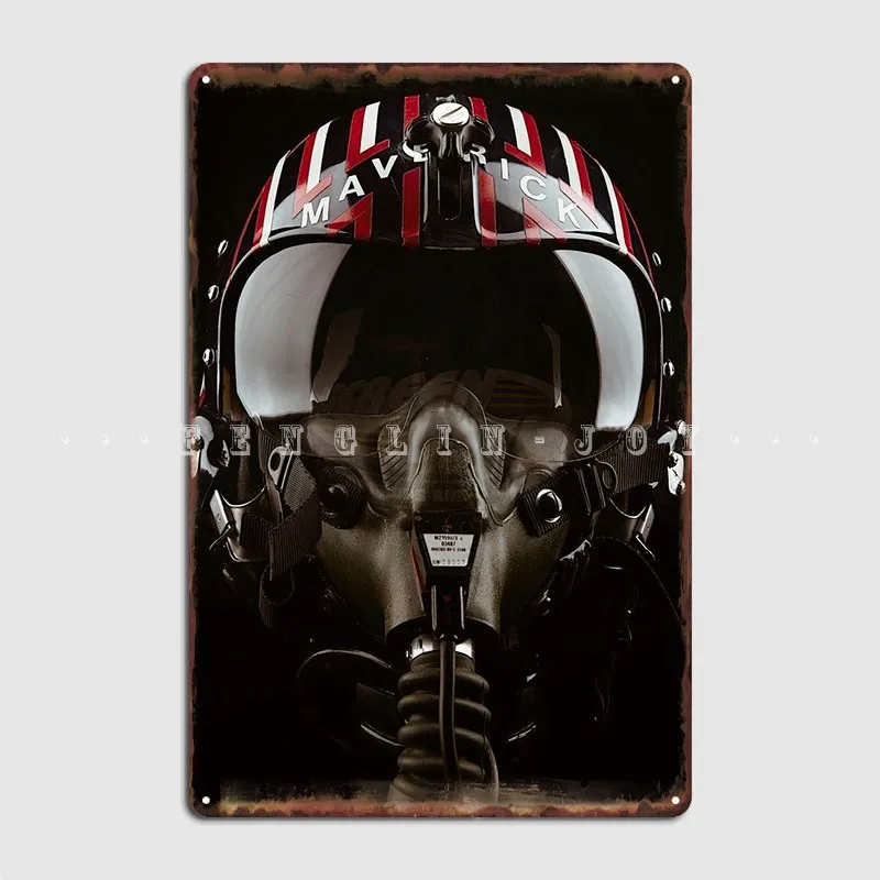 Top Gun Maverick Helmet Metal Sign Cinema Garage Cave Pub Design Wall Decor Tin Sign Poster