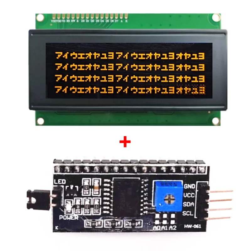 1Lot 5V 2004 LCD Module VA Yellow Orange Fonts 20X4 HD44780 ST7066 EQV Chip Parallel 2004A Display IIC I2C Port