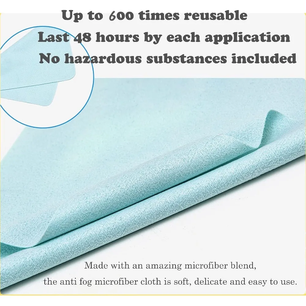 2 Pack Anti-Fog Microfiber Cleaning Cloth, Reusable Lens Wipe for Glasses, Screens, Phones, and Goggles, Dust and Oil Remover with 48-Hour Anti-Fog Effect