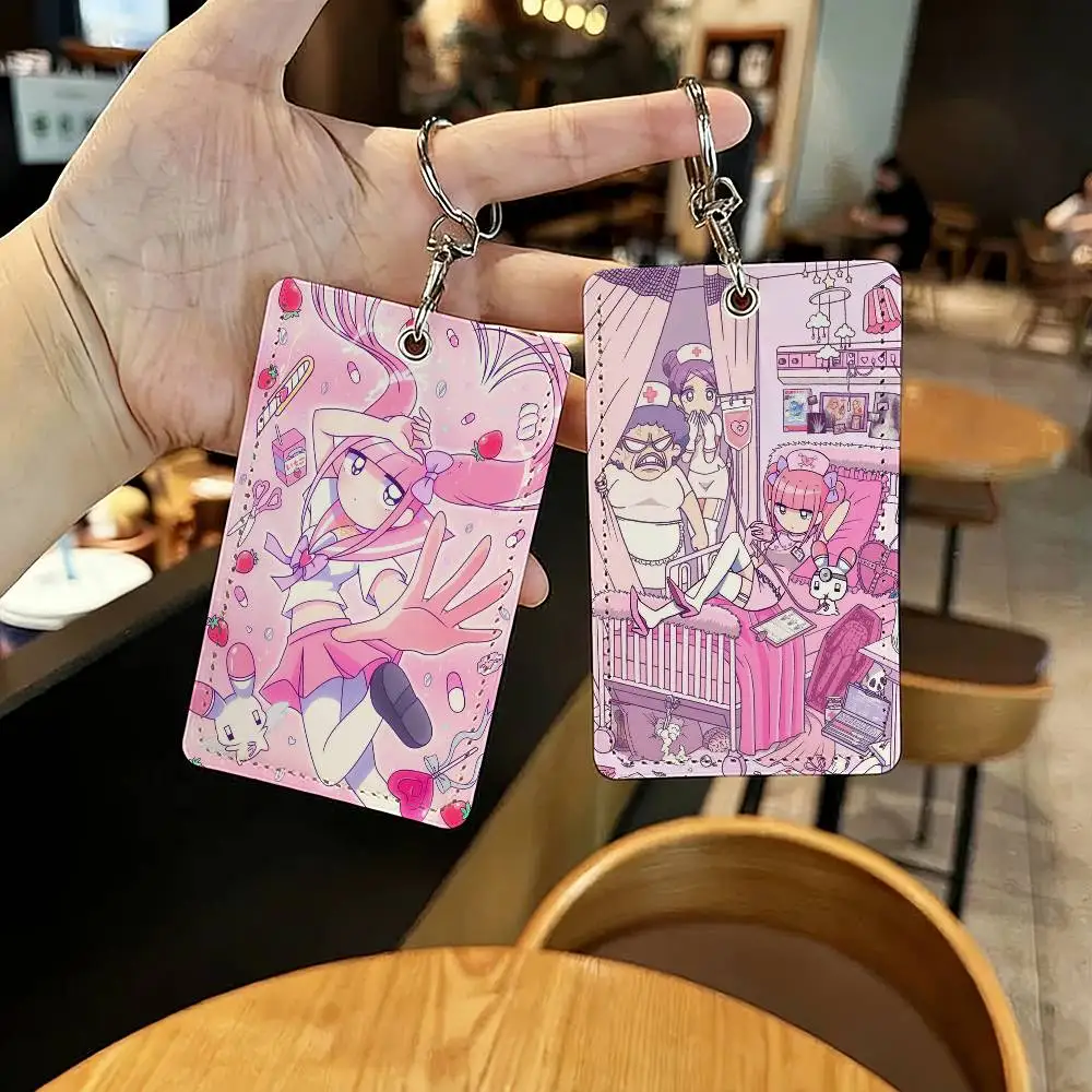 Anime Menhera Chan Card Holder Keychain Key Ring Door Lock Access Protective Case For Security Gift