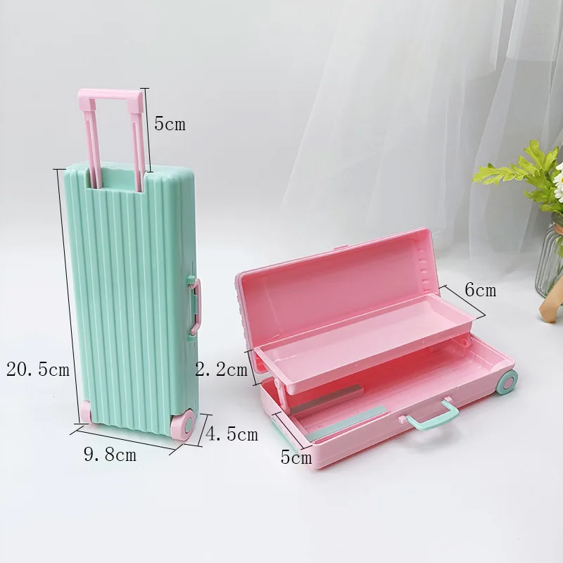 Luggage Plastic Pencil Case Rectangular Suitcase Box Jewelry Storage Box for Craft Items Storage