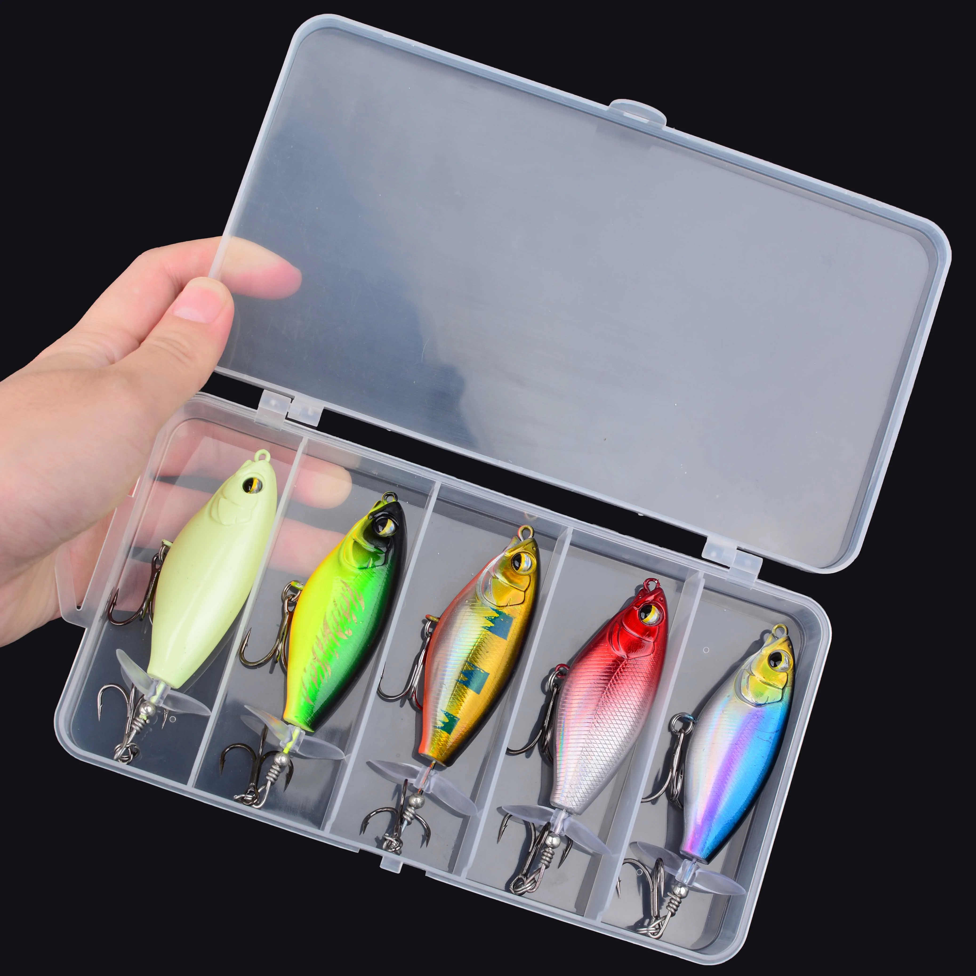 5 Stück Topwater-Angelköder, Pencil Plopper Angelköder für Barsch, Wels, Hecht, Oberflächenköder, Barschköder-Set – Detail 1