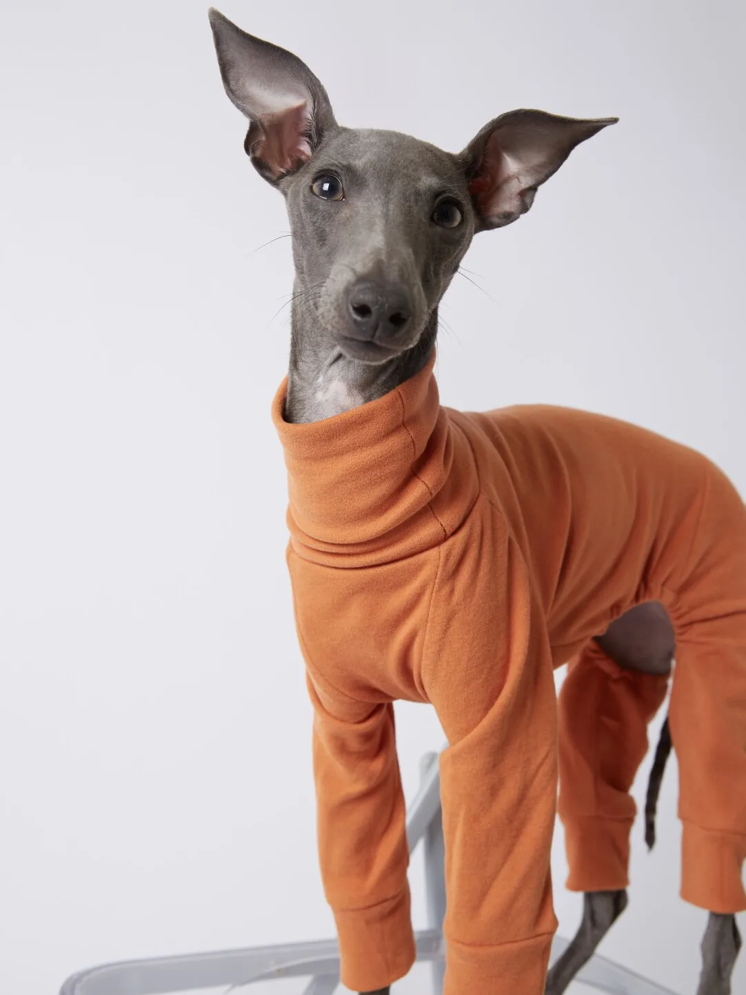 

Зимняя одежда для собак, мягкий оранжевый флисовый домашний костюм на 4 ножках для борзых, теплый розовый эластичный комбинезон с высоким воротником для уиппеля