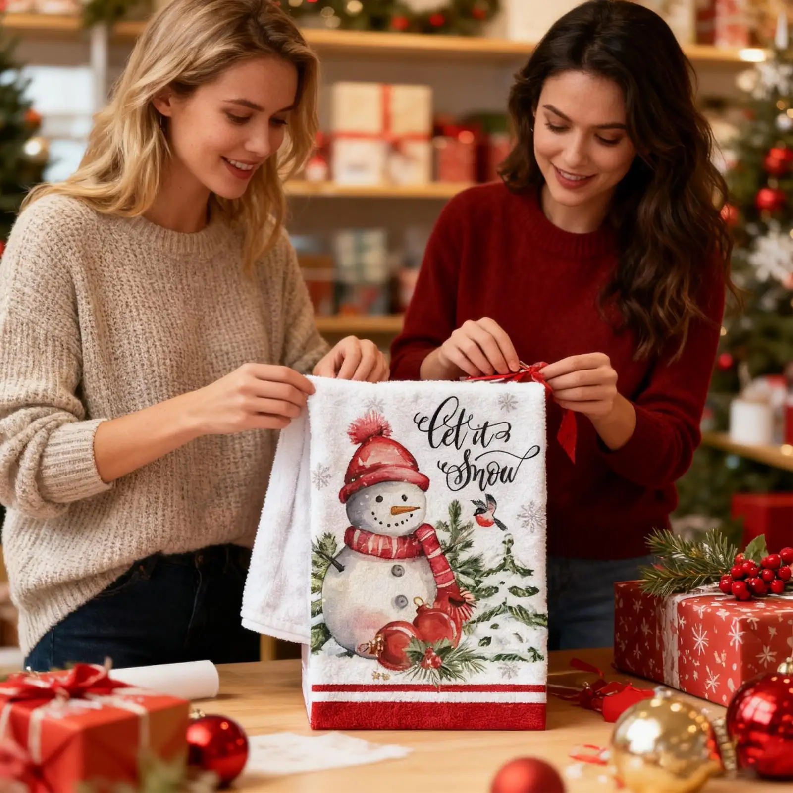 Christmas Dish Towels 6-Piece Seasonal Microfiber Home Decor Christmas Hand Towels Kitchen Decor For Home Farmhouse Desktop Wall