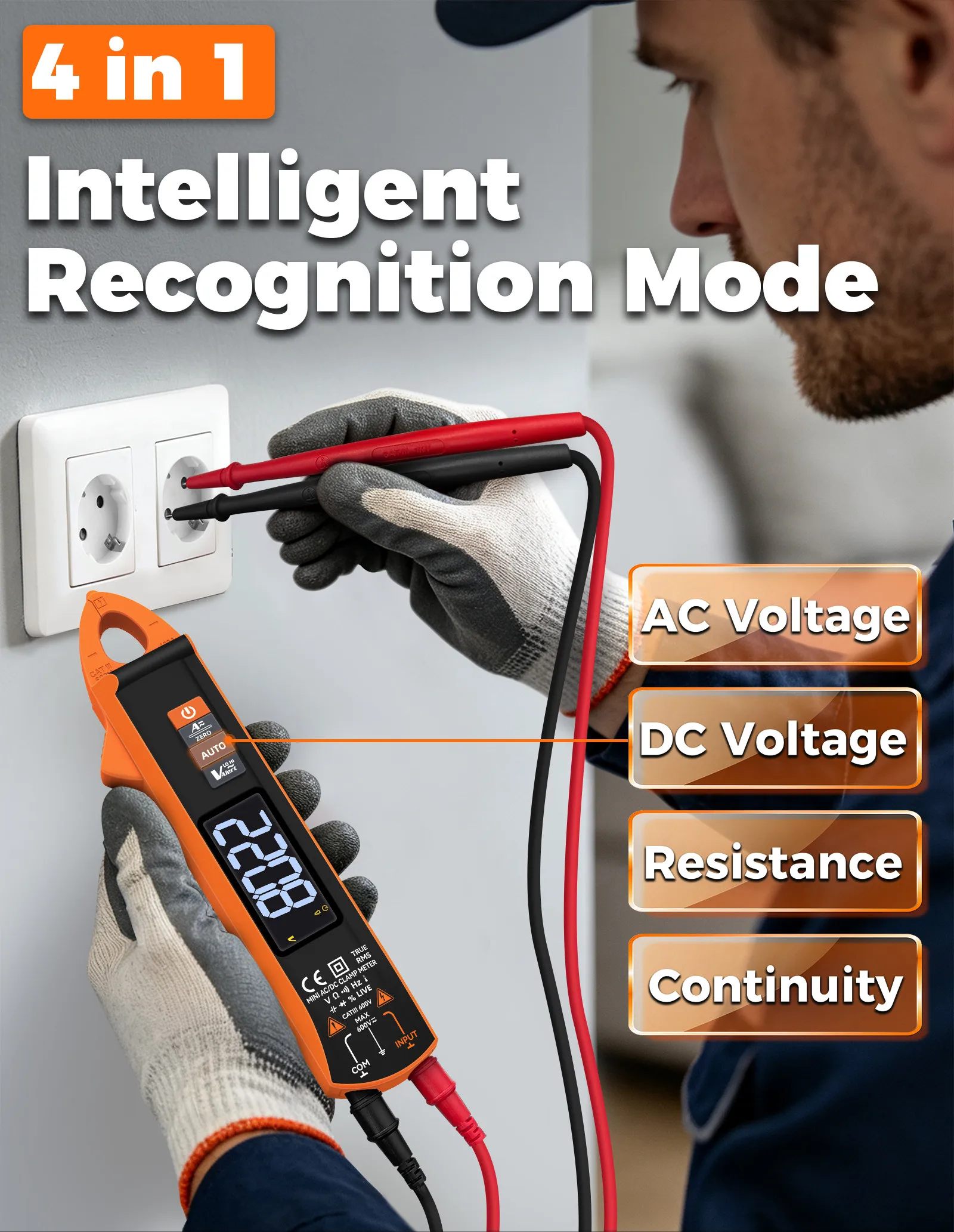 Digitales Zangenmessgerät Multimeter AC/DC 600A/1000A Amperemeter True RMS Multimeter Hochpräzise Kapazitätsmessung NCV Ohm Hz Spannungsprüfer – Detail 18
