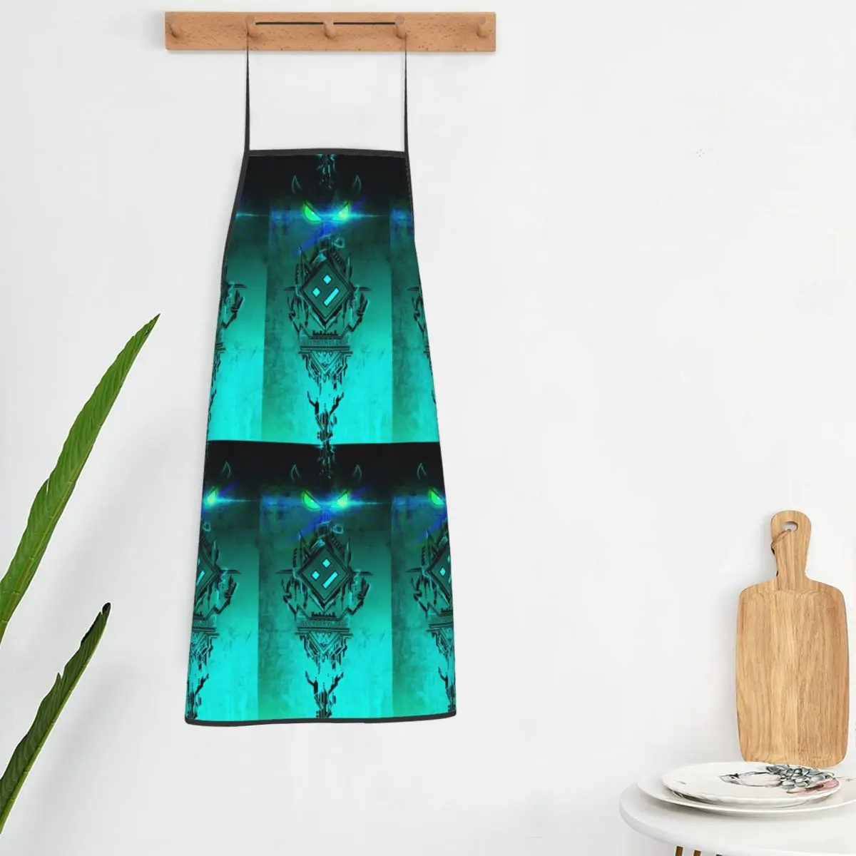 Video Game Geometry Dash Apron Chef Cooking Tablier Waterproof Bib Kitchen Cleaning Pinafore for Women Men Gardening