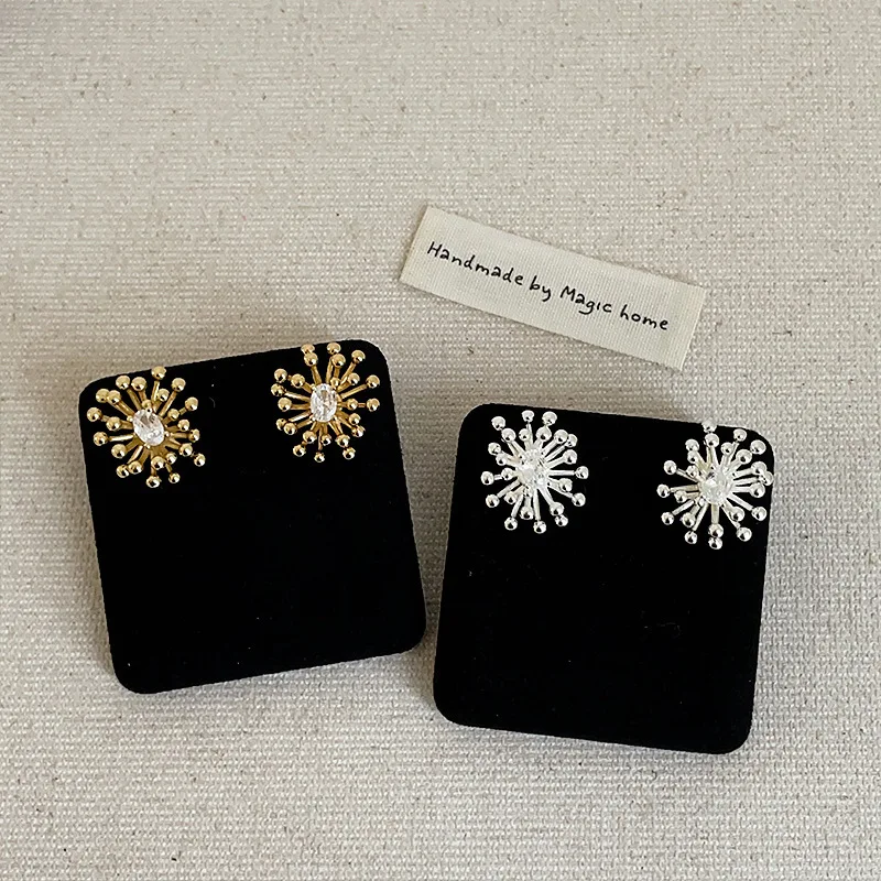 Stud Earrings Firework Cubic Zirconia Sparkling Silver Tone Alloy Lightweight Unique Versatile Daily Commute Trendy Jewelry