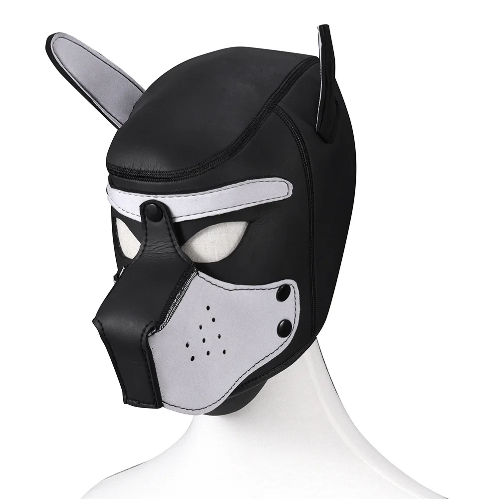 Puppy Play Dog Hood Mask Neck Collar Bdsm Bondage Hood Mask Restraint Harness Full Head Ears Halloween Mask Sex Toy For Couples