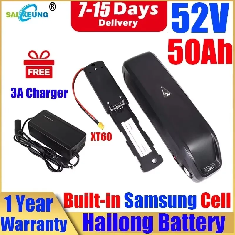 

52v 20ah 25ah 28ah 30ah 40ah Hailong 48v 50ah 60ah Downtube EBike Bateria Bafang 2000w литиевая батарея с зарядным устройством 5A, бесплатный четок